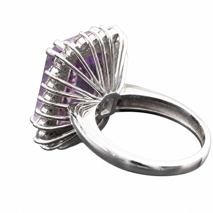 Katriane – 10.28 Carat Natural Purple Amethyst Ring with 1.36 Carats of Natural Diamonds – white background view 5