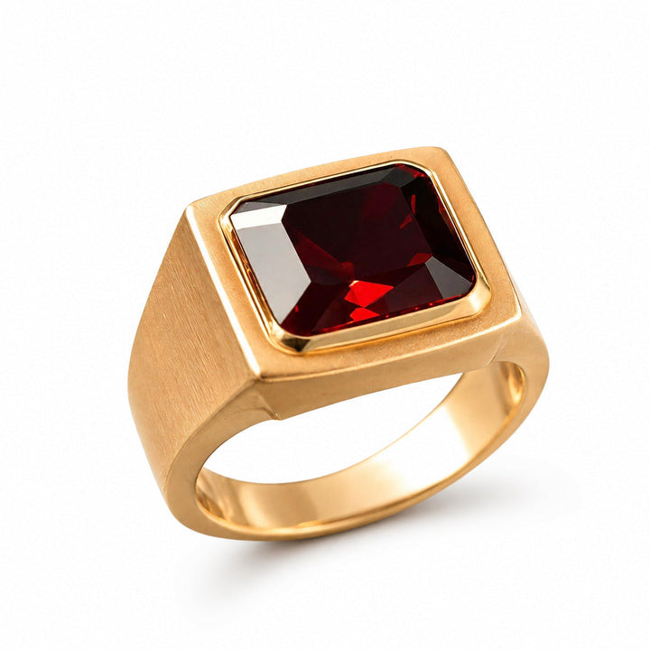 Men’s 8.00 Carat Red Garnet Ring on a clean background – view 3