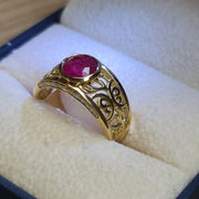 Mona Rae - Elegance Redefined: Majestic Ruby Ring in 18K Yellow Gold