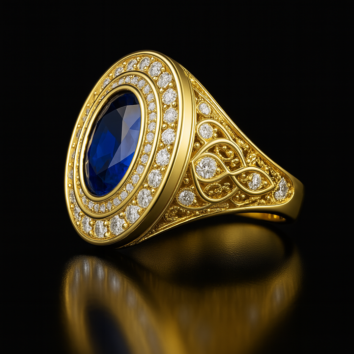 Men's Natural Blue Sapphire Ring 3.00 ct with Diamonds – view 6