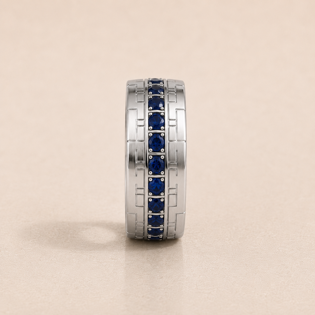 GEO Men's Natural Sapphire Eternity Ring 0.80 ct – view 3