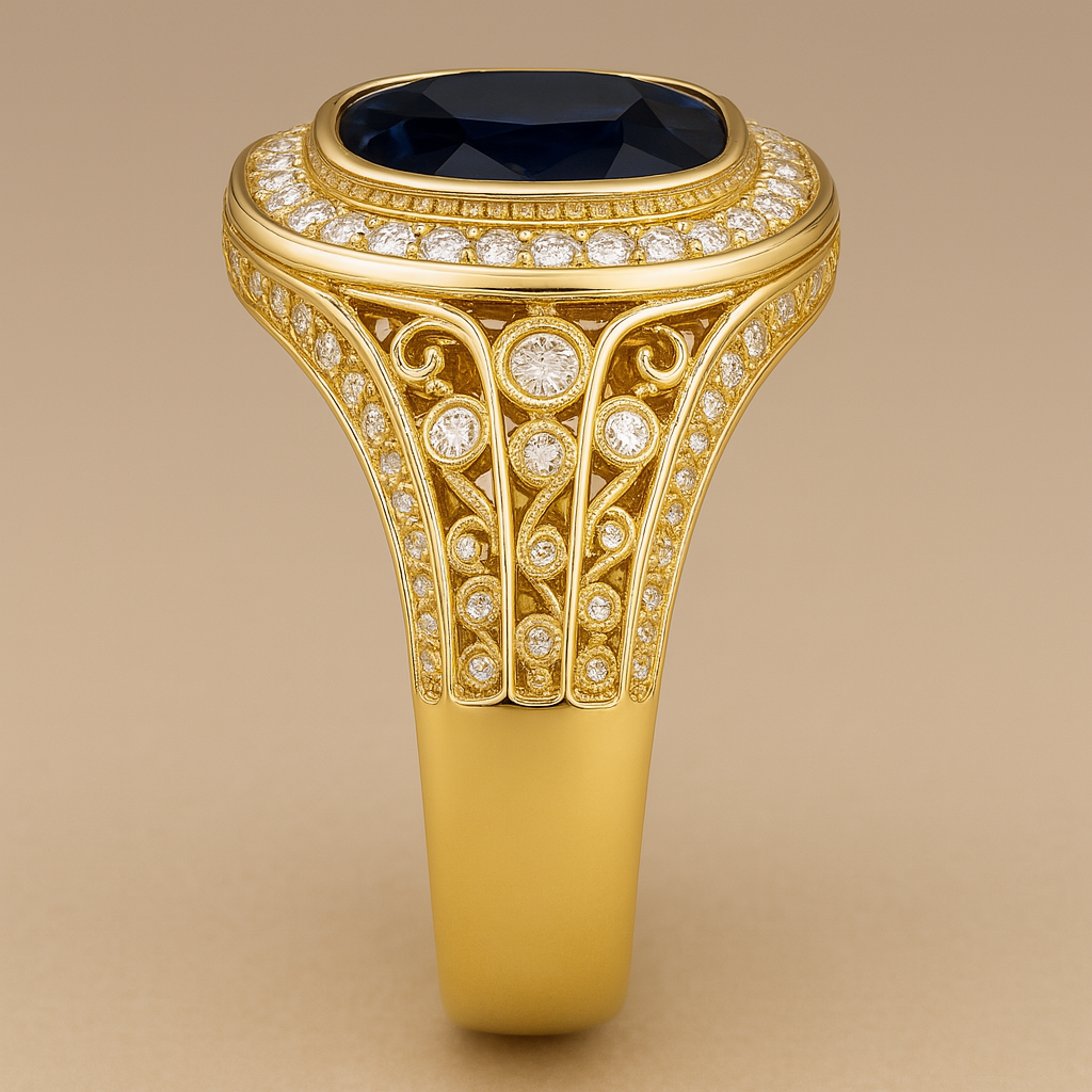 Men's Gemstone Signet Ring 3.00 ct with Diamonds – view 3