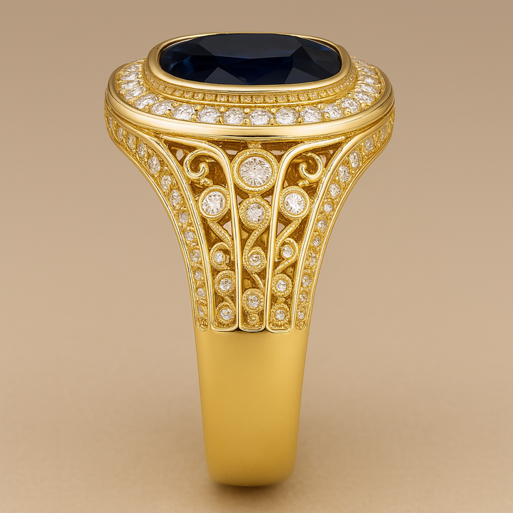 Men's Gemstone Signet Ring 3.00 ct with Diamonds – view 3