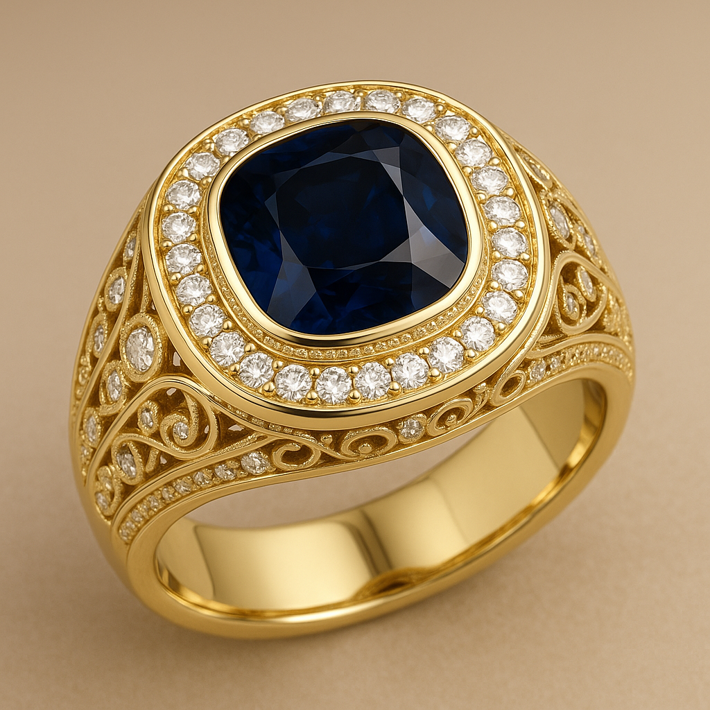 Men's Gemstone Signet Ring 3.00 ct with Diamonds – view 2