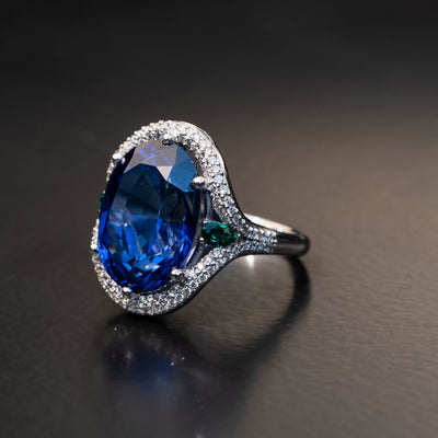 Natural 50ct Ceylon Sapphire Ring - Eleuteri
