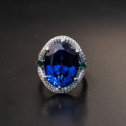 Cecile - 24.00 carat sapphire ring with 0.82 carat natural diamonds