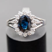 Gemma - 1.58 carat natural sapphire ring with 0.50 carat natural diamonds