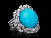 Jeanne -  5.60 Turquoise ring with 2.87 carat natural diamond D- F / VS