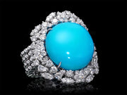 Jeanne - Bague turquoise 5.60 avec diamant naturel 2.87 carats D- F / VS