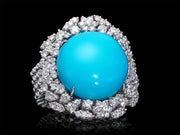 Jeanne - Anillo de turquesa 5.60 con diamante natural de 2.87 quilates D- F / VS