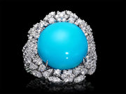 Jeanne - Anillo de turquesa 5.60 con diamante natural de 2.87 quilates D- F / VS