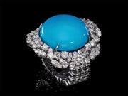 Jeanne -  5.60 Turquoise ring with 2.87 carat natural diamond D- F / VS