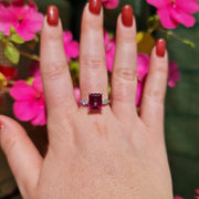 Fortune - Anillo de topacio rosa natural de 3.70 quilates con diamantes naturales de 0.55 quilates