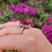 Fabienne- anillo de rubí natural de 10.00 quilates con diamantes naturales de 0.88 quilates - certificado GIA