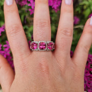 Vera - Anillo de topacio rosa natural con diamantes naturales de 0.62 quilates
