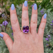 anillo de diamantes de amatista púrpura para mujer