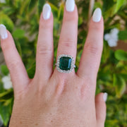 anillo de compromiso de esmeralda verde para mujer