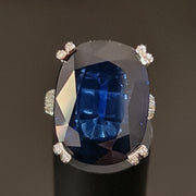 Diona - Certificat GRS - Unique en son genre - Bague en saphir naturel de 22.22 carats avec diamants naturels de 2.13 carats