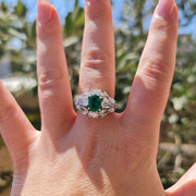 Vered - 1.10 carat natural green emerald ring with 2.13 carat natural diamond