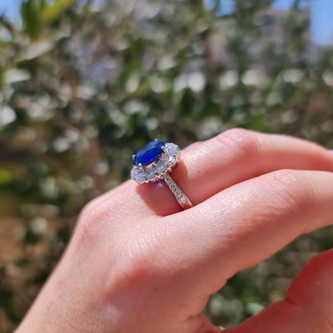 Vintage carat natural royal blue sapphire engagement ring for