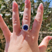 vintage natural royal blue sapphire engagement ring white gold and diamonds