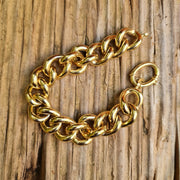 Pulsera de cadena de eslabones de oro de 14 quilates para mujer.