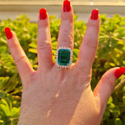 Venus -10.72 carat emerald ring with 1.30 carat natural diamonds