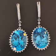 dangle blue topaz earrings white gold and diamonds