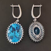 drop blue topaz earrings gold and diamonds