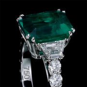 3.43 carat green emerald engagement ring for women white gold