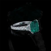 natural green emerald diamond ring for women