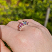 Alessia - 1.00 carat natural diamond ring with 1.00 carat natural pink sapphire