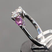 Alessia - Anillo de diamantes naturales de 1.00 quilates con zafiro rosa natural de 1.00 quilates