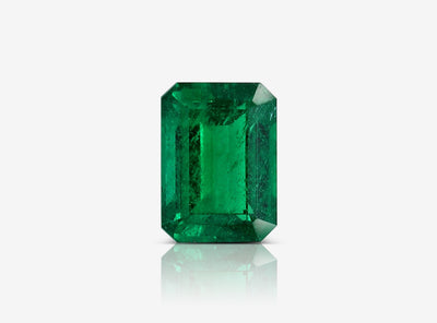 4.15 carat vivid green emerald shape emerald