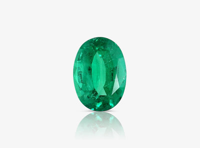 5.57 carat oval shape natural green emerald GRS certificate
