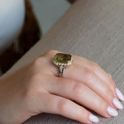 Giselle - Bague tourmaline bicolore naturelle 10.00 carats avec diamants naturels 1.01 carat