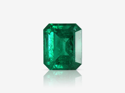 6.14 carat vivid green emerald, shape emerald