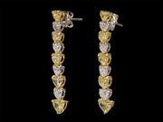 Francine - 7.94 carat natural heart diamond earrings, Top white and fancy yellow diamonds
