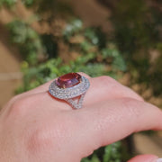 Aine - Bague tourmaline rose naturelle de 5.10 carats avec diamants naturels de 1.61 carat