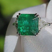 Eden - Anillo de esmeralda verde natural de 2.96 quilates con diamante natural de 0.48 quilates