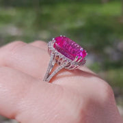 Vivian - Anillo de zafiro rosa de 18.00 quilates con diamantes naturales de 0.80 quilates