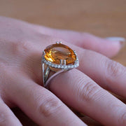 Large natural citrine statement ring for women anniversary