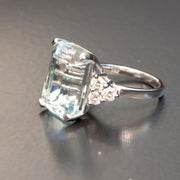 Juliette - 10.00 ct emerald aquamarine diamond ring - Princess Diana aquamarine ring