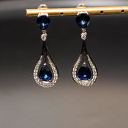 Gaia - Boucles d'oreilles saphir poire 6.31 carats avec diamants naturels 0.70 carat