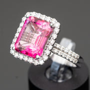 Dionne - 7.28 pink topaz ring with 0.85 carat diamonds
