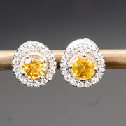 stud yellow sapphire diamond earring