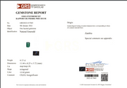 GRS certificate for 4.15 carat vivid green emerald