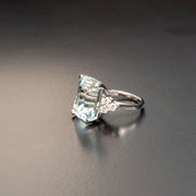 Juliette - 10.00 ct emerald aquamarine diamond ring - Princess Diana aquamarine ring