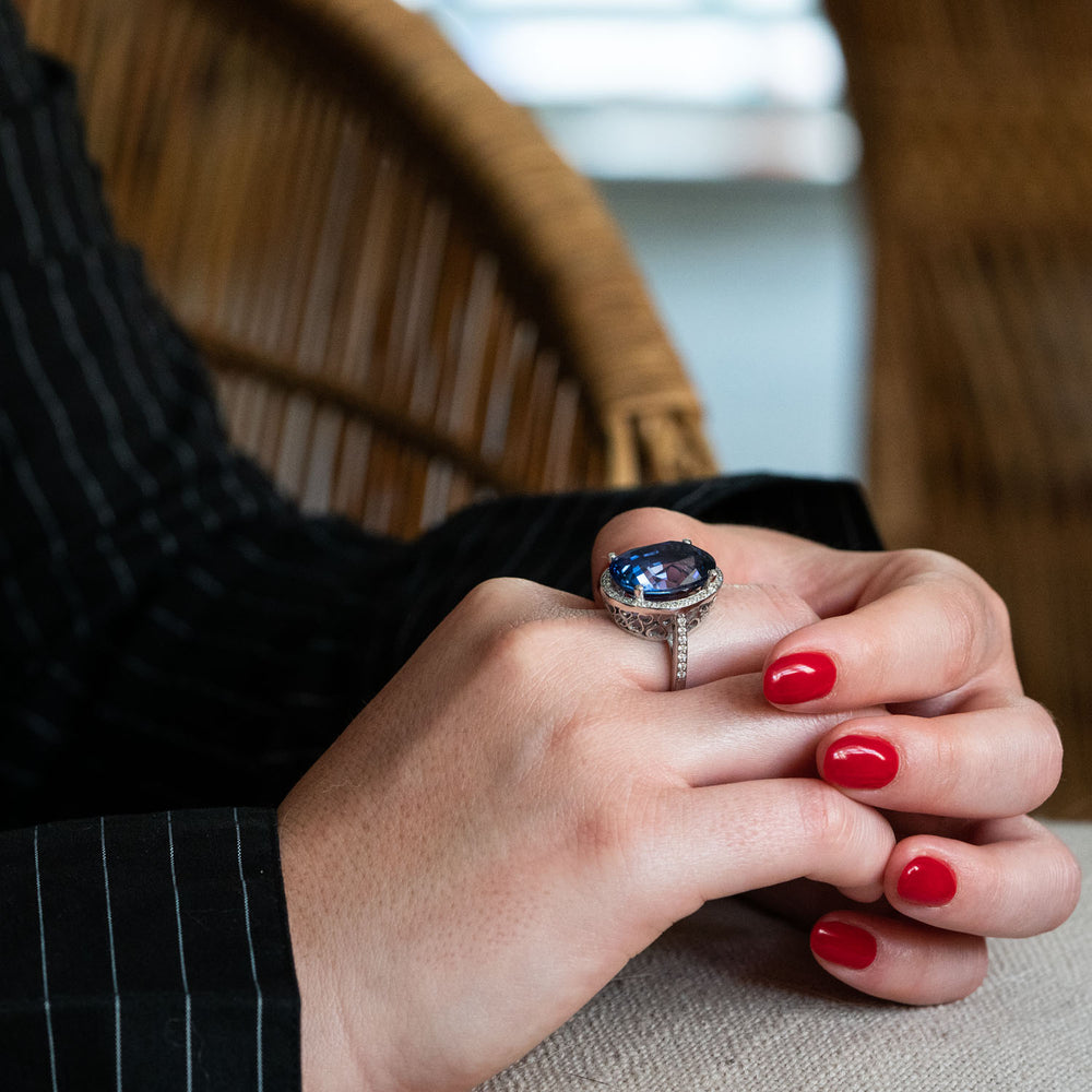 big Sapphire statement ring for women 