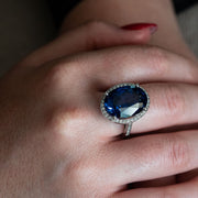 Large Sapphire statement ring for women hand